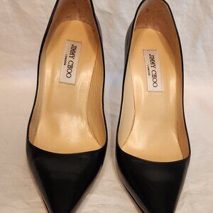 JIMMY CHOO Womens Classic Black Kid Leather Pointed Pump EUC size 39